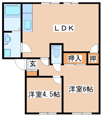 ド・ミール中野(2LDK/2階)の間取り写真