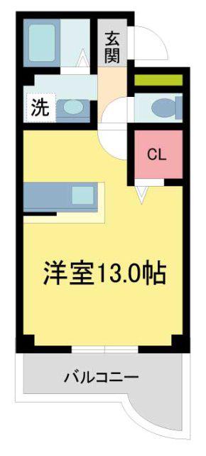 ドムール石橋(ワンルーム/3階)の間取り写真