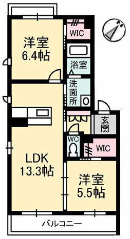 グランマスト高須(2LDK/3階)の間取り写真