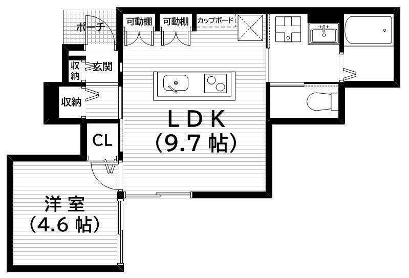 グッドライフステージ富士見台(1LDK/1階)の間取り写真
