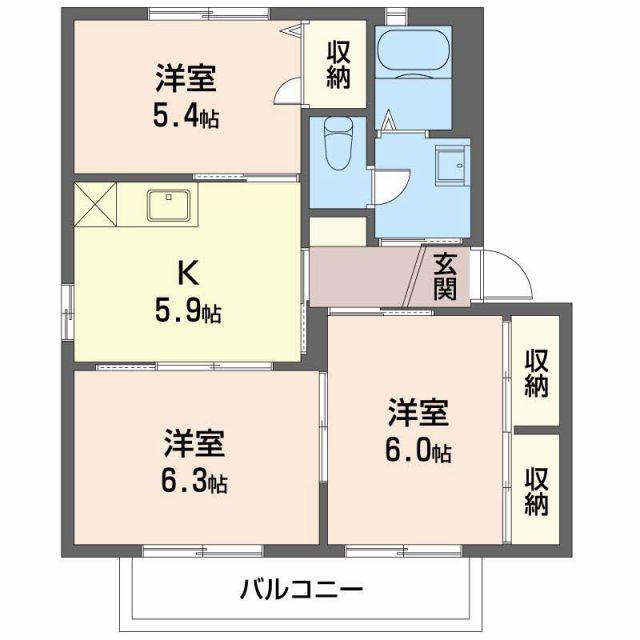 マウンテン E(3K/2階)の間取り写真