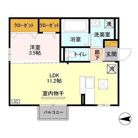 WIT EIGHT(1LDK/1階)の間取り写真