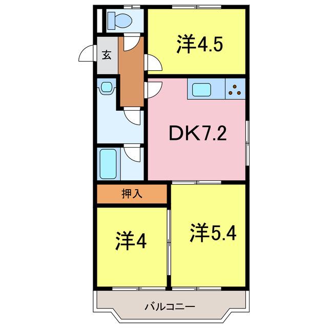 メゾン下山(3DK/2階)の間取り写真