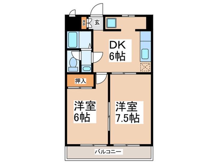 桜花マンション(2DK/1階)の間取り写真