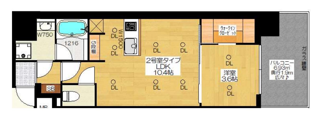 ブエナビスタ難波タワー(1LDK/7階)の間取り写真