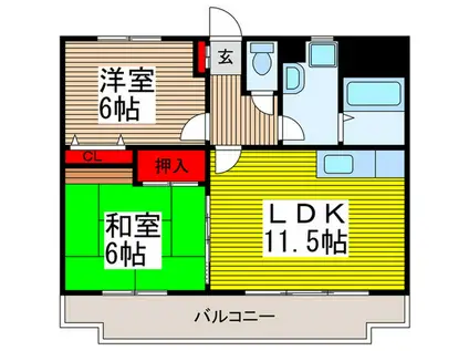 サンハイツサイド(2LDK/2階)の間取り写真