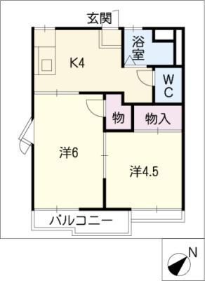 タウニー赤重(2K/1階)の間取り写真