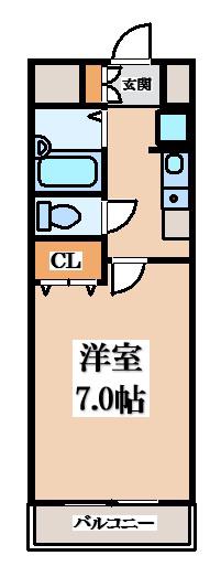 シャトレヴェールII(1K/2階)の間取り写真