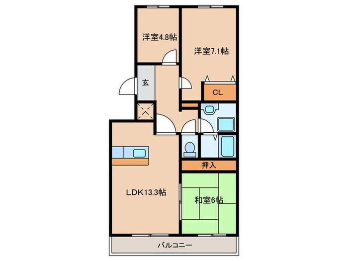 西神戸セントポリア 1号館(3LDK/6階)の間取り写真