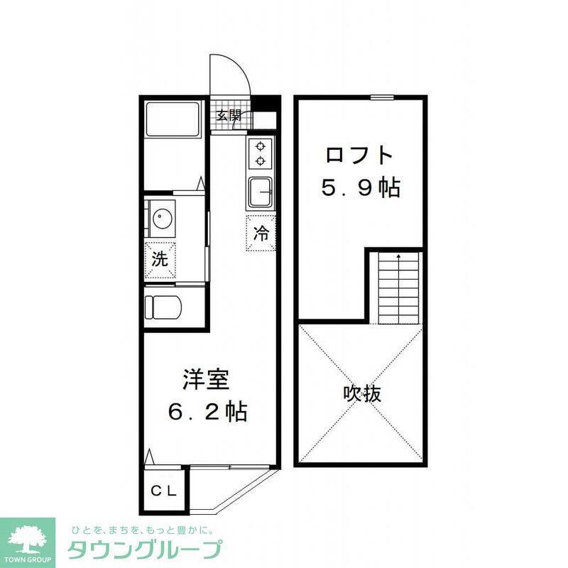 フェイストハイツ(ワンルーム/2階)の間取り写真
