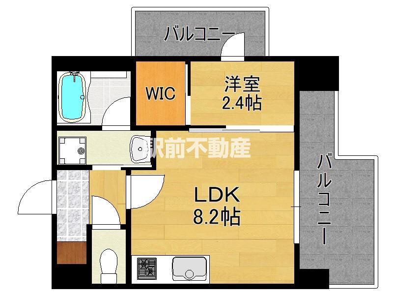 クロロ ザ グランド リバー(1LDK/7階)の間取り写真