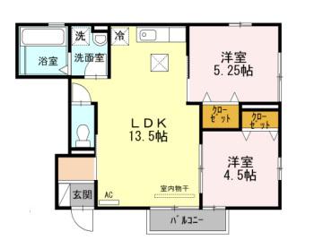 D-ROOM本町北(2LDK/1階)の間取り写真