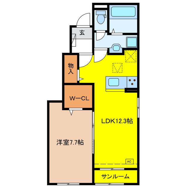 ボヌールメゾン(1LDK/1階)の間取り写真