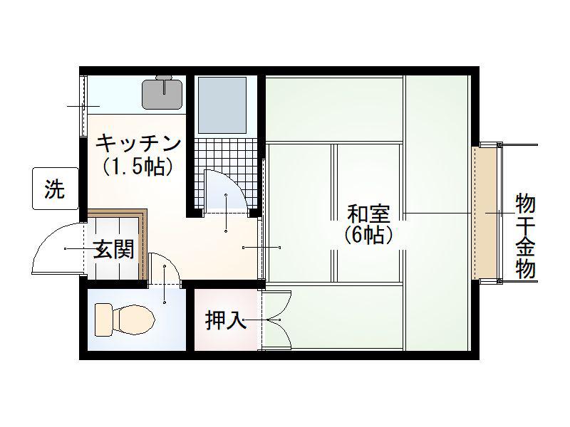 スクエア元菊STA(1K/1階)の間取り写真