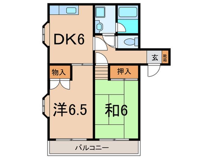 ウインヒルズ(2DK/3階)の間取り写真