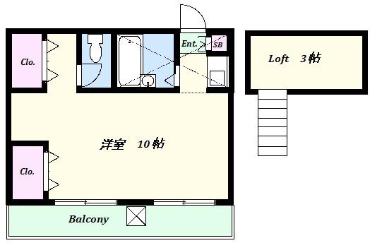 フラット中野(ワンルーム/2階)の間取り写真