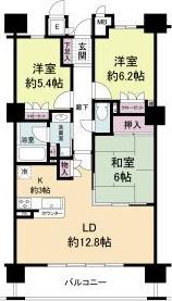 エル・セレーノ上本町レジデンス(3LDK/12階)の間取り写真