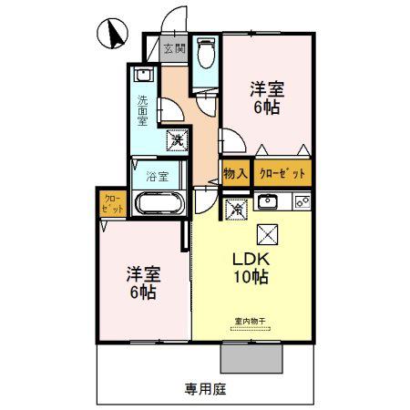 セブンアムール(2LDK/1階)の間取り写真