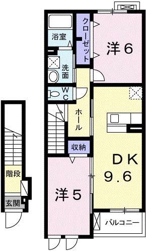 シンビジュウムA(2DK/2階)の間取り写真