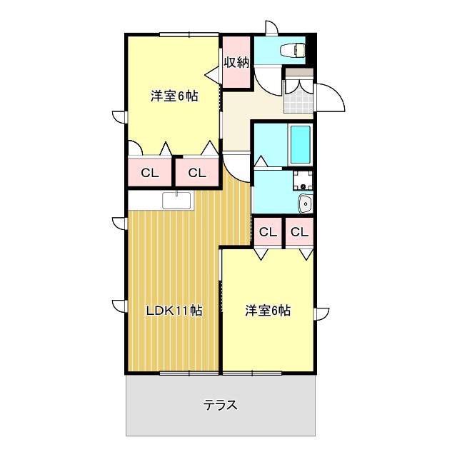 井上町アパート(2LDK/1階)の間取り写真