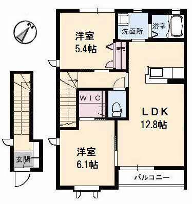 シャルマンラフォーレB棟(2LDK/2階)の間取り写真