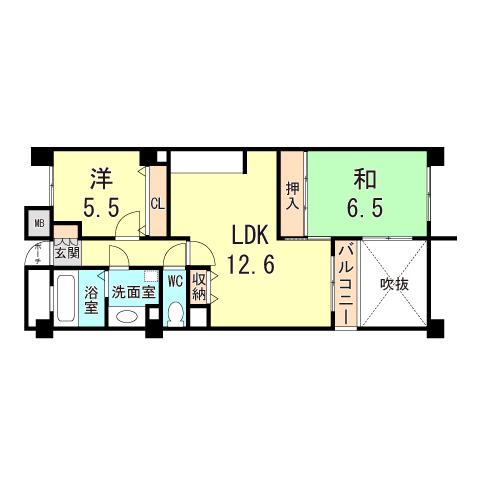 パル鷹取(2LDK/4階)の間取り写真