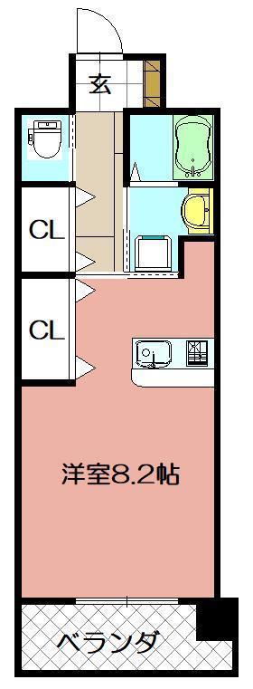 アクシオ北九州(ワンルーム/7階)の間取り写真