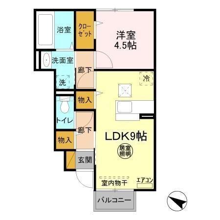 グラマードマレV(1LDK/1階)の間取り写真