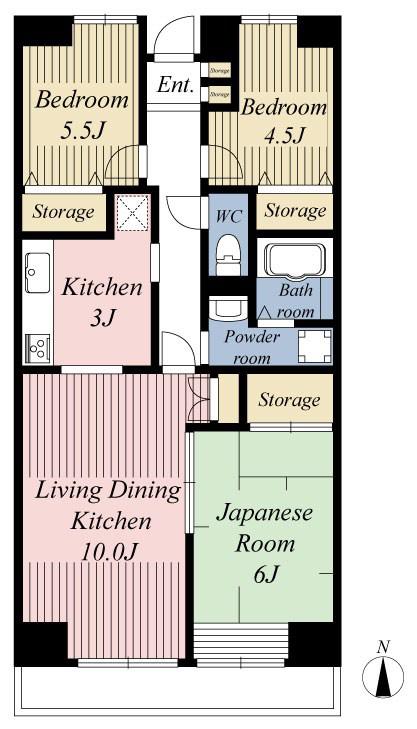 プロスペール谷塚二番館(3LDK/2階)の間取り写真