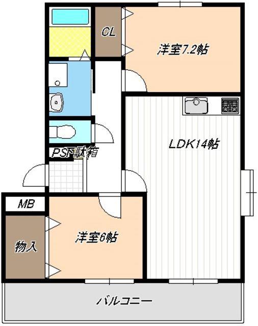 アルカディアII(2LDK/2階)の間取り写真