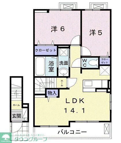 オリエント ガーデンD(2LDK/2階)の間取り写真
