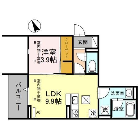 TORISIAS 大通(1LDK/1階)の間取り写真