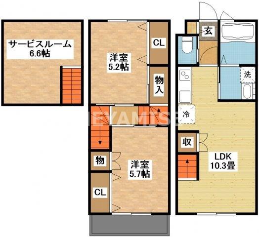 MODERN PALAZZO多良見(2SLDK/1階)の間取り写真