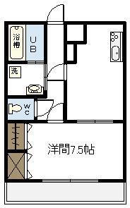 レジデンス学園A(1DK/4階)の間取り写真