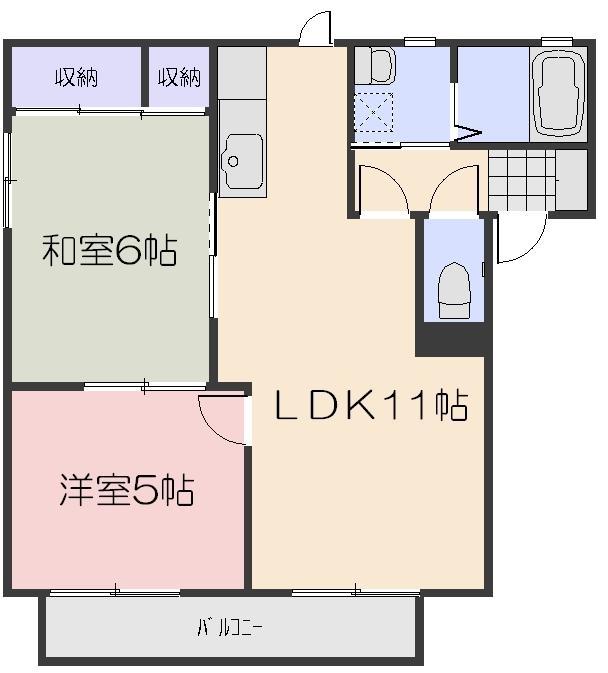 ヴィンテージ(2LDK/1階)の間取り写真