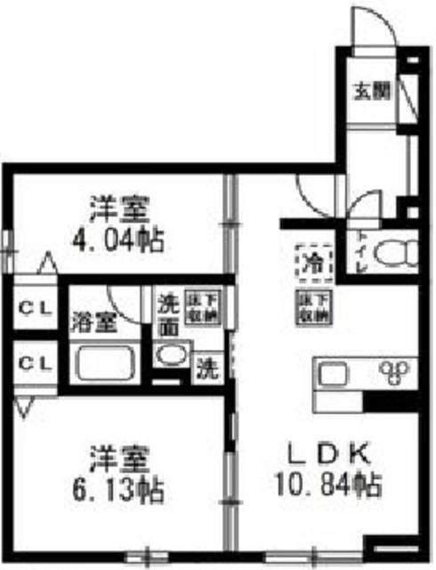 国立市谷保4丁目 A棟(2LDK/1階)の間取り写真