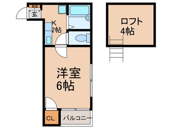 リリーム高宮(1K/2階)の間取り写真