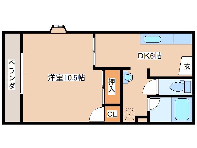 プレゲリンI(1DK/1階)の間取り写真