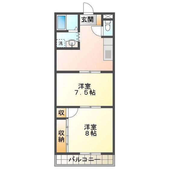 コーポプラスパーチャB(2DK/2階)の間取り写真