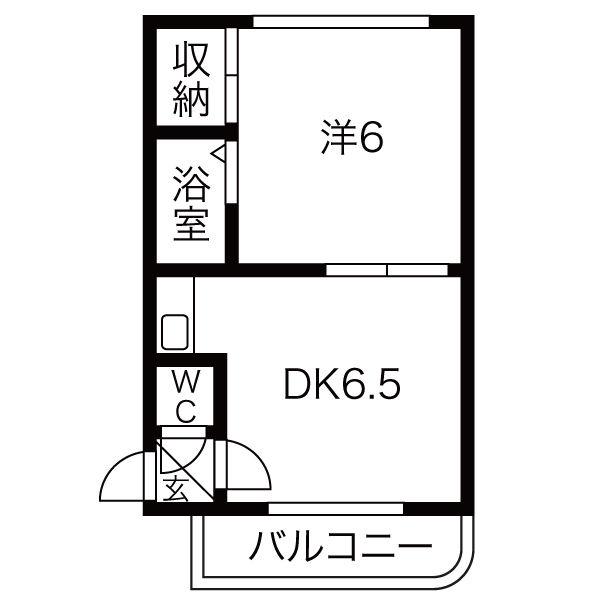エンブレム南郷(1DK/2階)の間取り写真