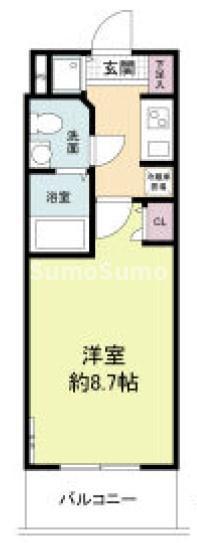 S-RESIDENCE神戸磯上通(1K/7階)の間取り写真