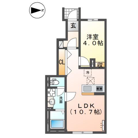 シャフル(1LDK/1階)の間取り写真