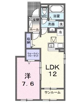 ピッツィカートⅠ(1LDK/1階)の間取り写真