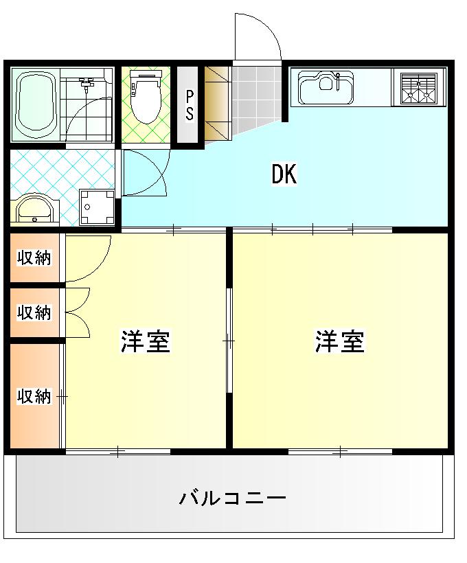 石川ハイツ(2DK/1階)の間取り写真
