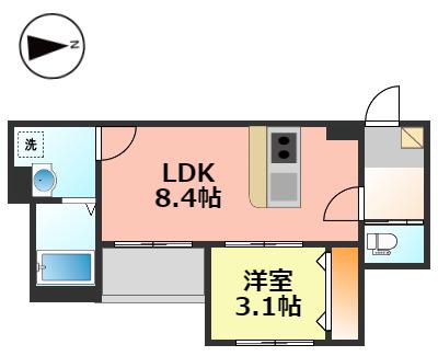 CRASTINE東味鋺3丁目II(1LDK/2階)の間取り写真