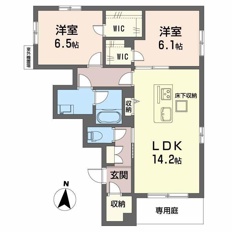シャーメゾン中宮西(2LDK/1階)の間取り写真