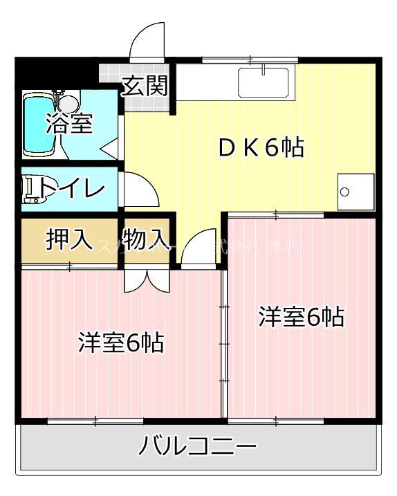 上島マンション(2DK/3階)の間取り写真