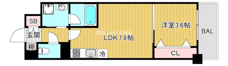 グランツ鶴見(1LDK/5階)の間取り写真