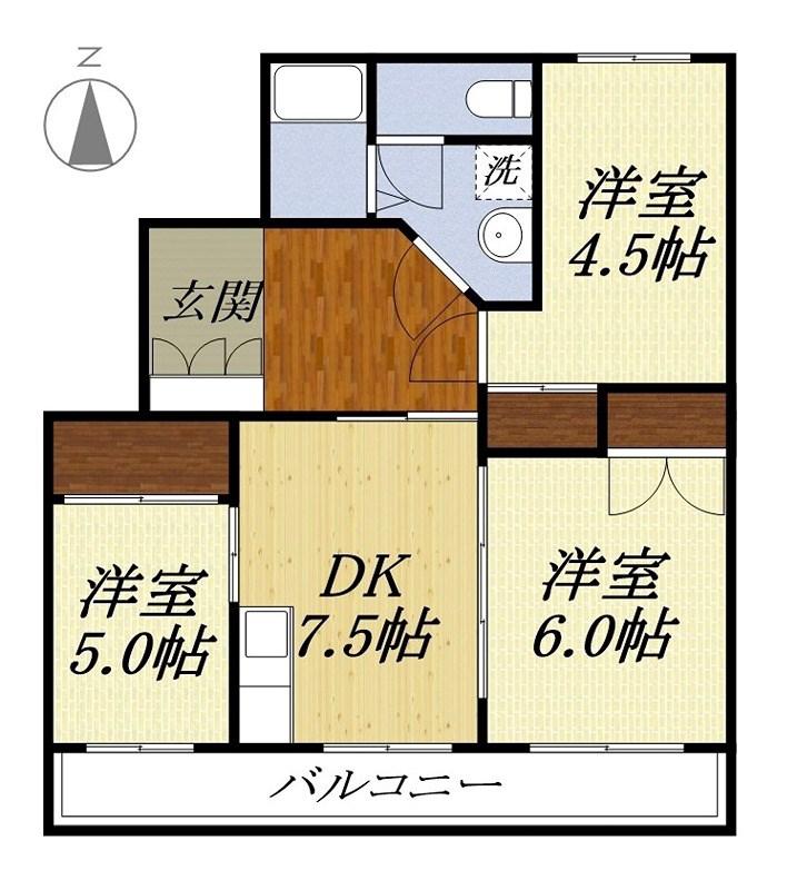 サンハイム幸(3DK/1階)の間取り写真