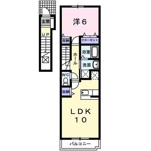 ウィルヴェスティージ参番館(1LDK/2階)の間取り写真